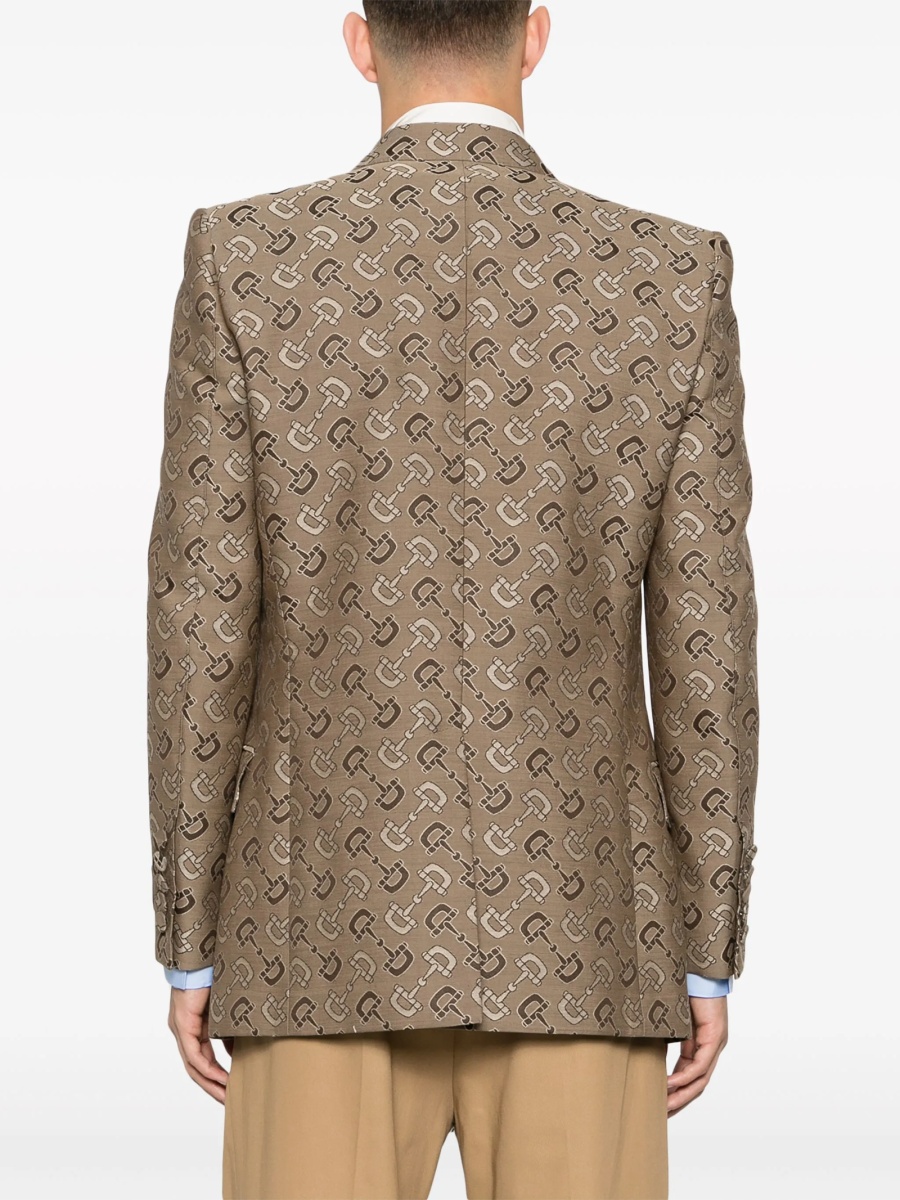Sacou Gucci Horsebit neutru din bumbac si lana - Img 4