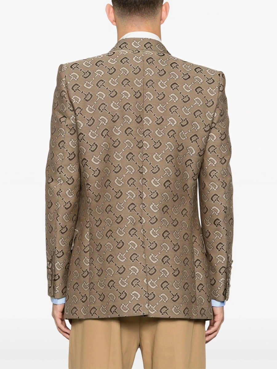 Sacou Gucci Horsebit neutru din bumbac si lana - Img 4