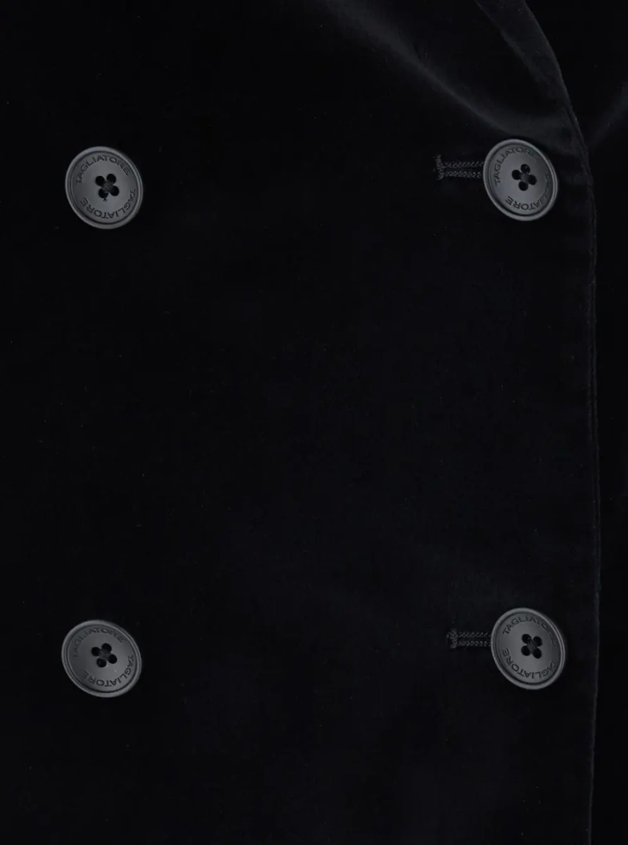 Sacou PARIS VELVET Jacket with collar and long sleeves in black velvet for men - Img 3