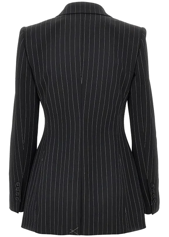 Sacou Pinstriped wool double-breasted jacket - Img 3