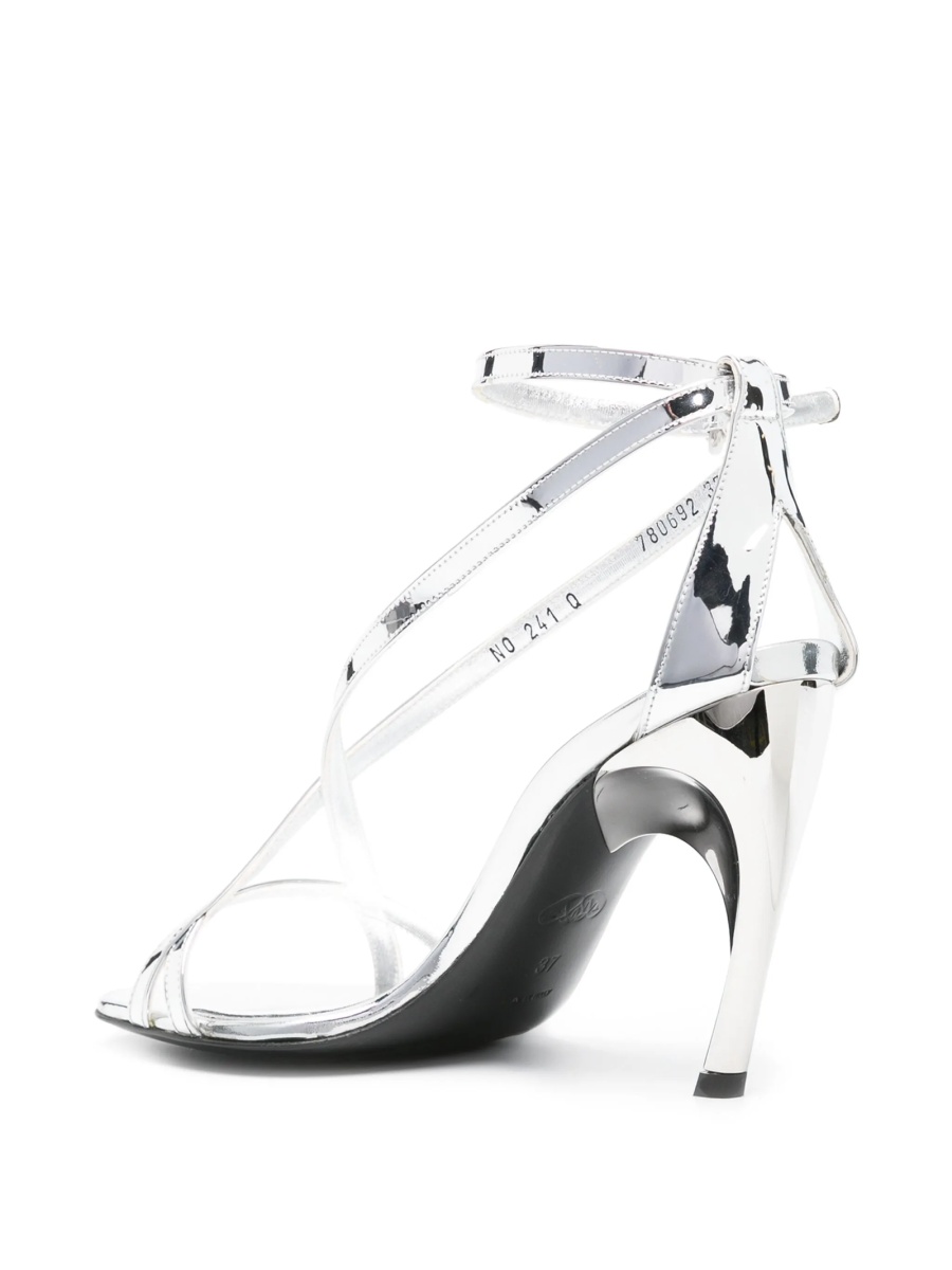 Sandale Alexander McQueen argintii din piele - Img 3