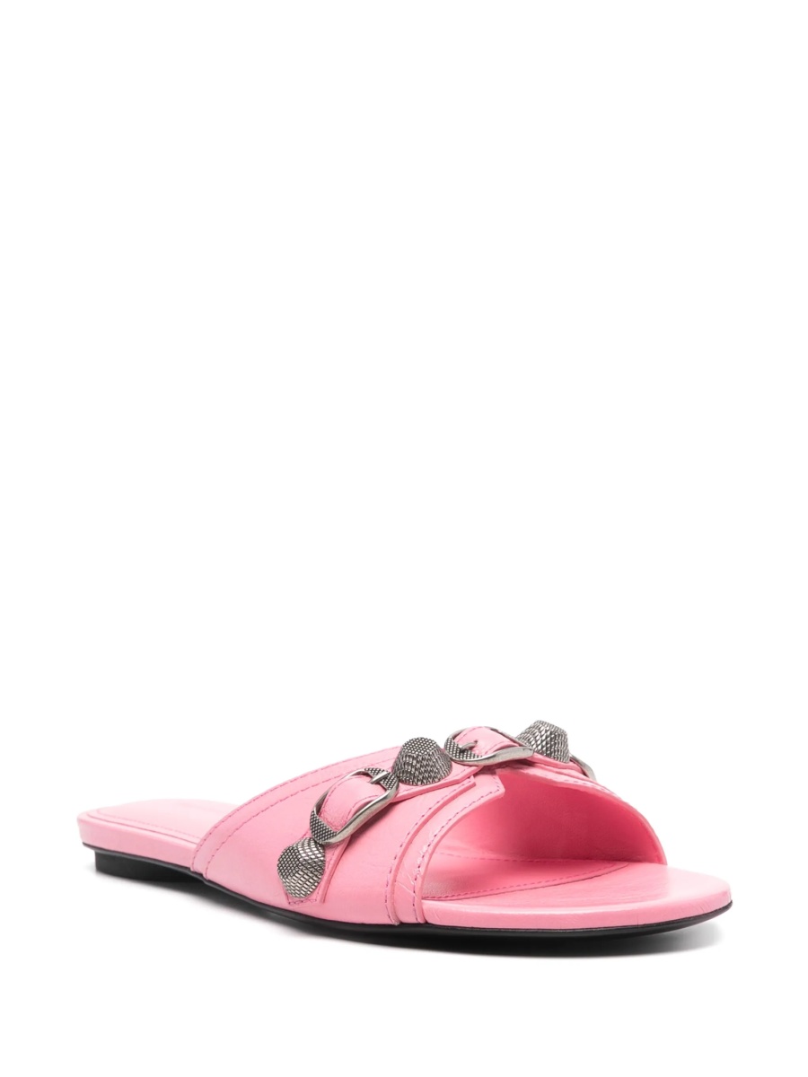 Sandale Balenciaga Cagole roz din piele - Img 2