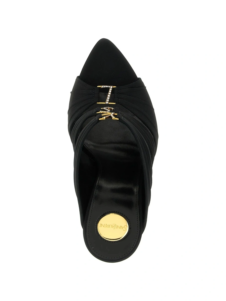 Sandale cu toc Saint Laurent negre din piele - Img 7