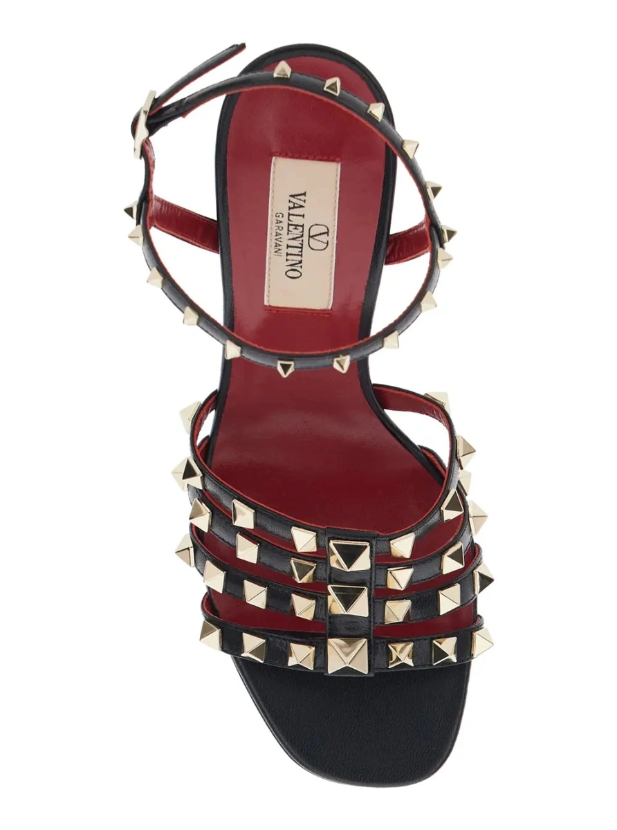 Sandale cu toc Valentino Garavani 'Rockstud' negre din piele - Img 4
