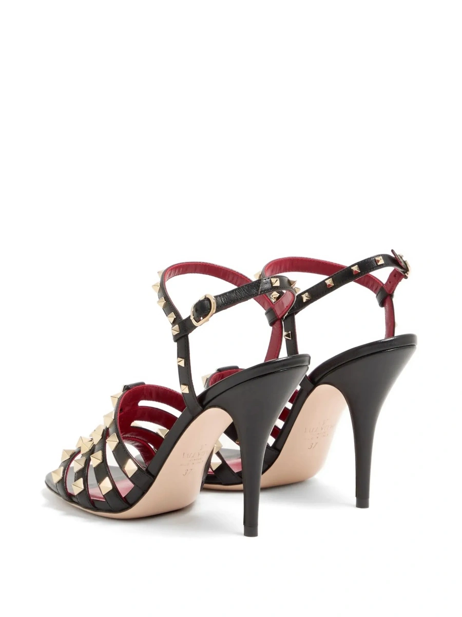 Sandale cu toc Valentino Garavani 'Rockstud' negre din piele - Img 7