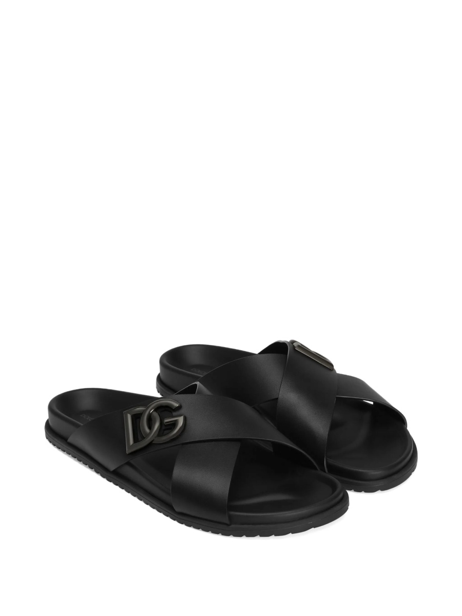 Sandale Dolce &amp; Gabbana DG Logo negre din piele - Img 2