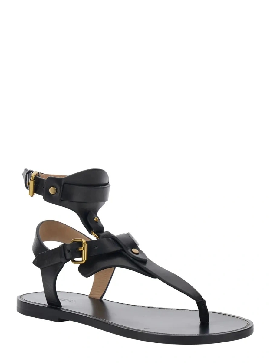 Sandale 'Eveena' Black Sandals with Adjustable Buckle Closure in Leather Woman - Img 2