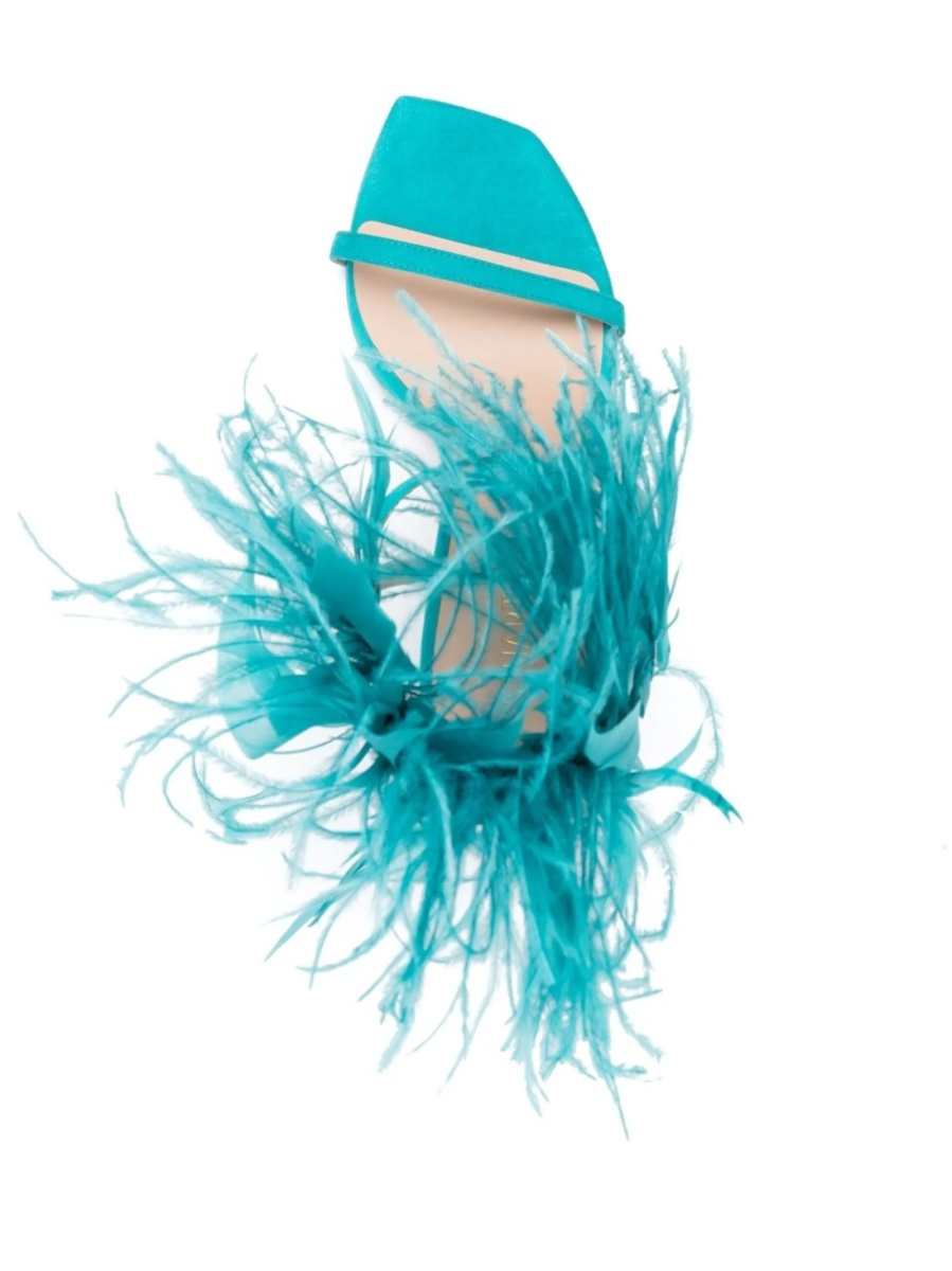 Sandale Stuart Weitzman albastre din puf si piele - Img 4