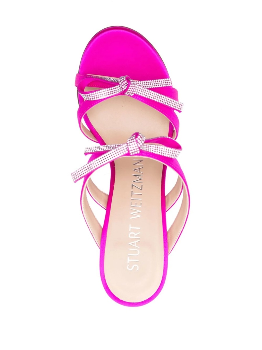 Sandale Stuart Weitzman roz din material textil - Img 4