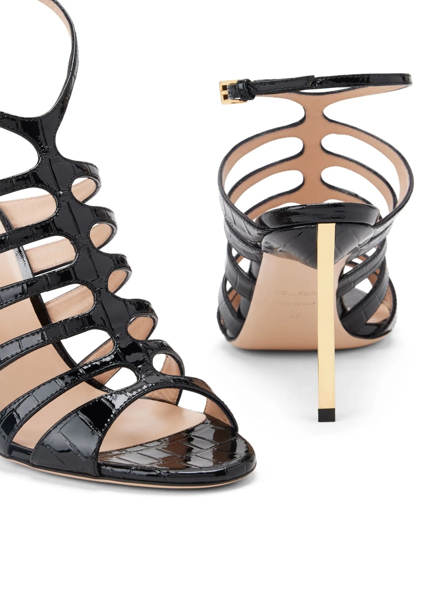 Sandale Tom Ford negre din metal si piele - Img 4