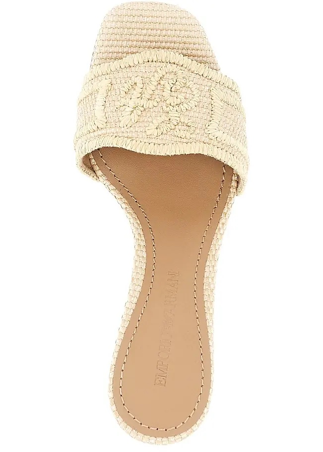 Sandale Woven raffia mules with EA logo - Img 4