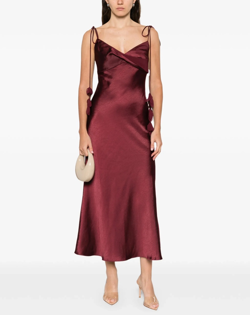 Satin flower midi Dress - Img 2