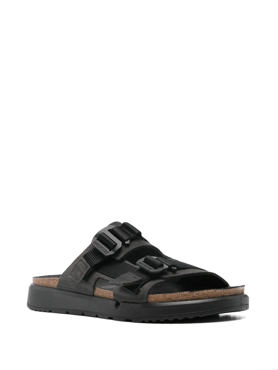 Slapi Birkenstock negri din piele si material textil - Img 2