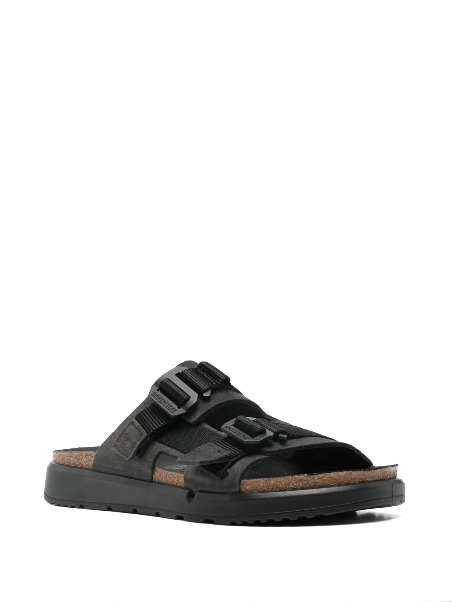 Slapi Birkenstock negri din piele si material textil - Img 2