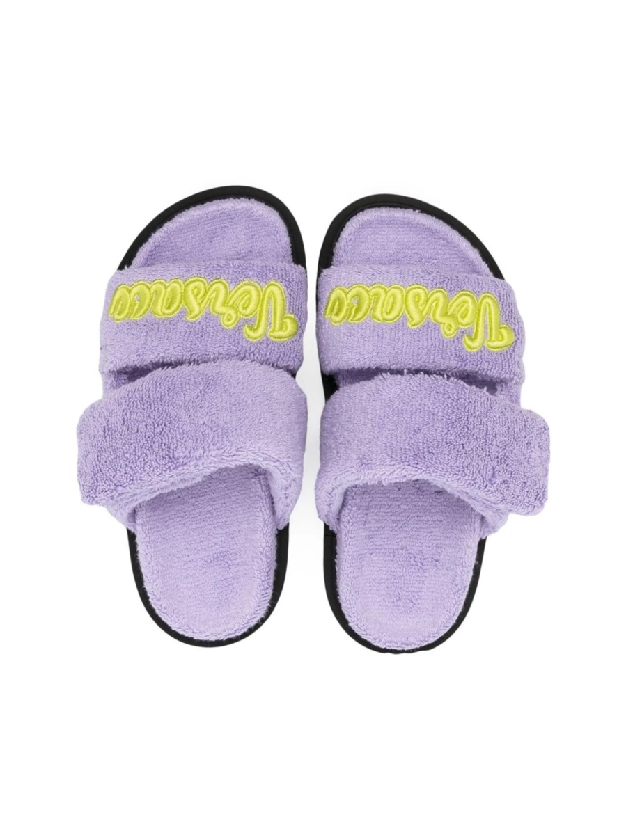 Slapi Versace violet din material textil - Img 3