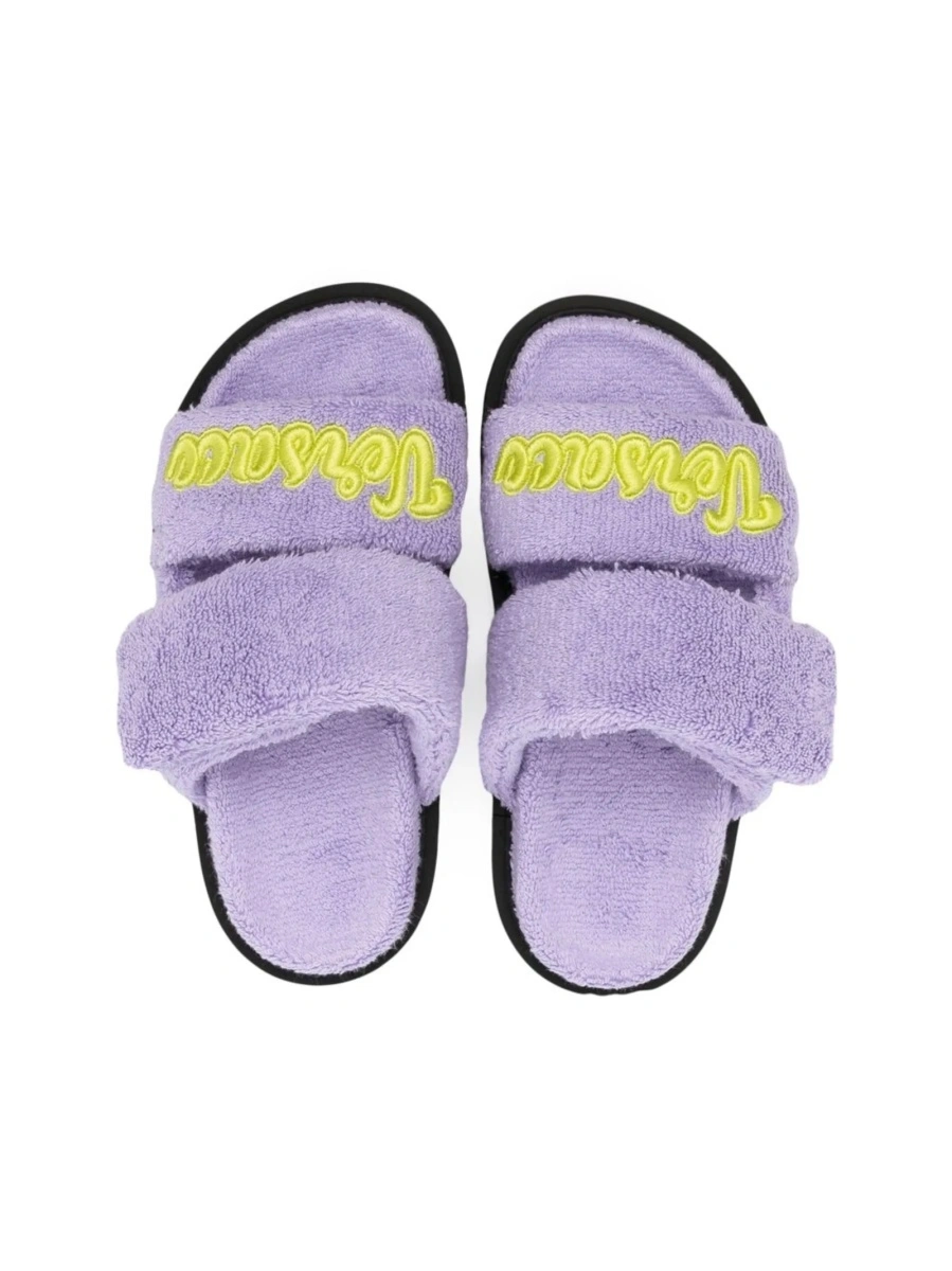 Slapi Versace violet din material textil - Img 3