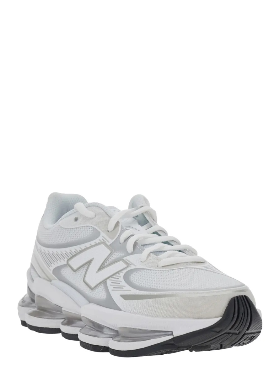 Sneakers '2000' White Low Top Sneakers with Logo Patch on the Side in Leather and Tech Fabric Unisex - Img 2