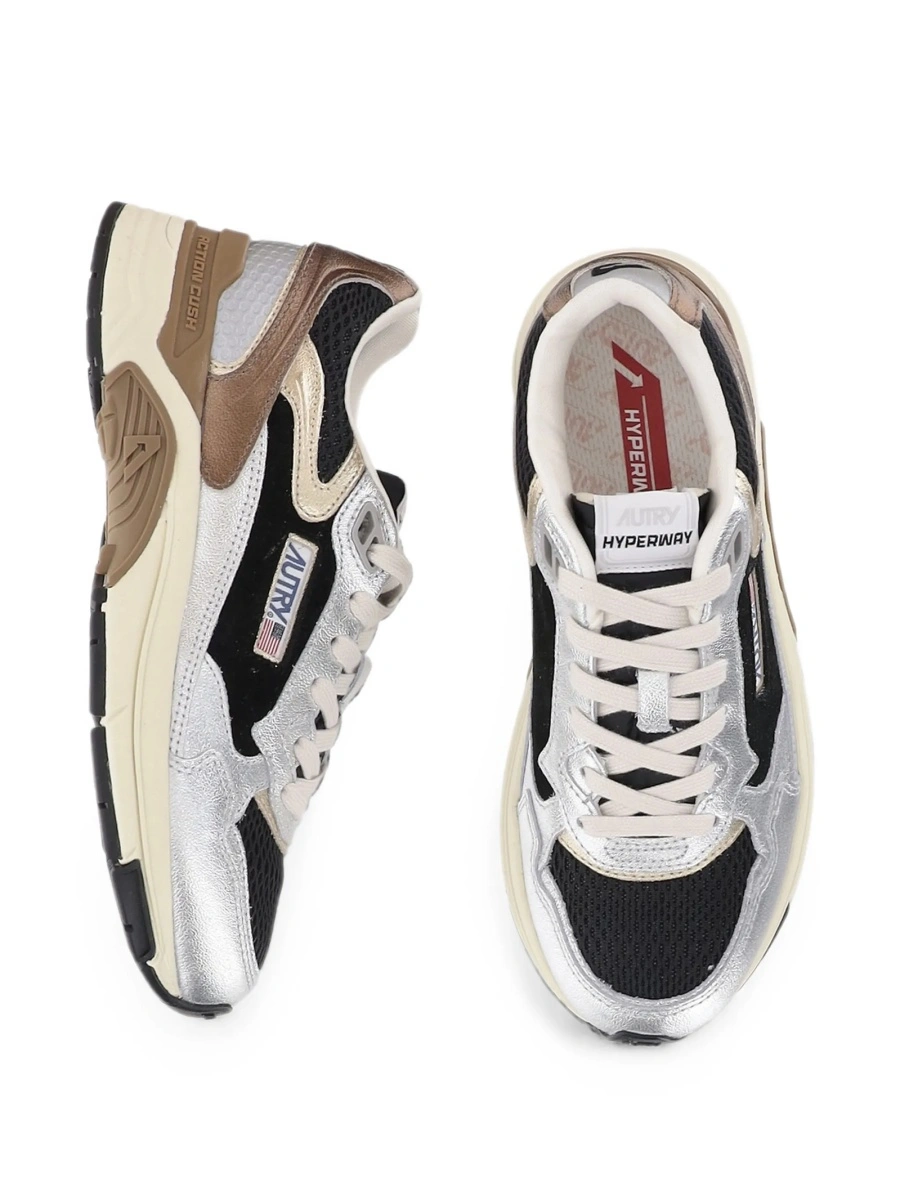 Sneakers AUTRY argintii din plasa si piele intoarsa - Img 4