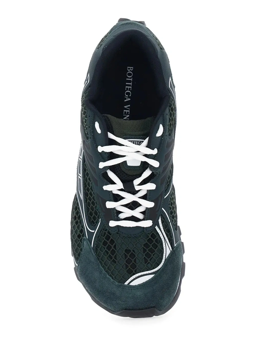 Sneakers Bottega Veneta verzi din piele intoarsa si material tehnic - Img 4