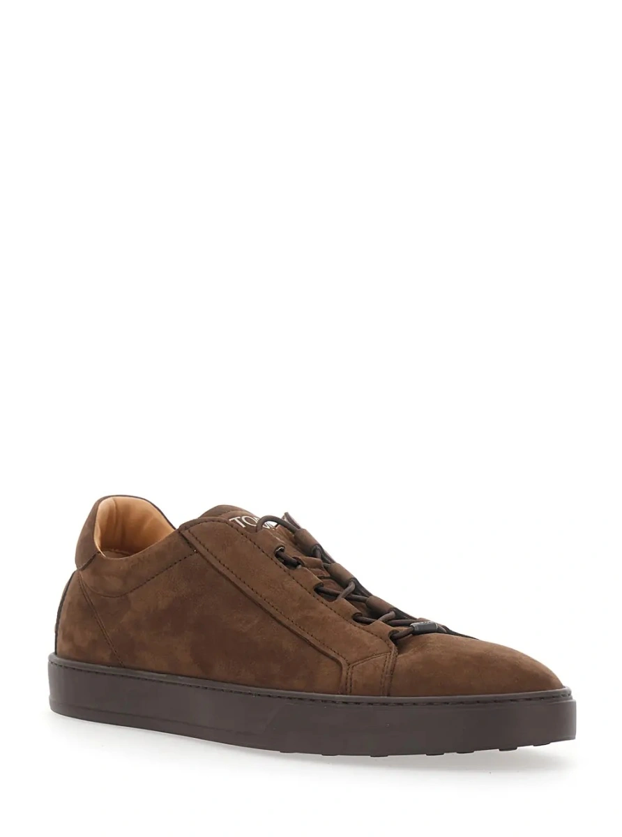 Sneakers Brown Low Top Sneakers with Grooved Sole and Logo Patch on the Tongue in Suede for Men - Img 2