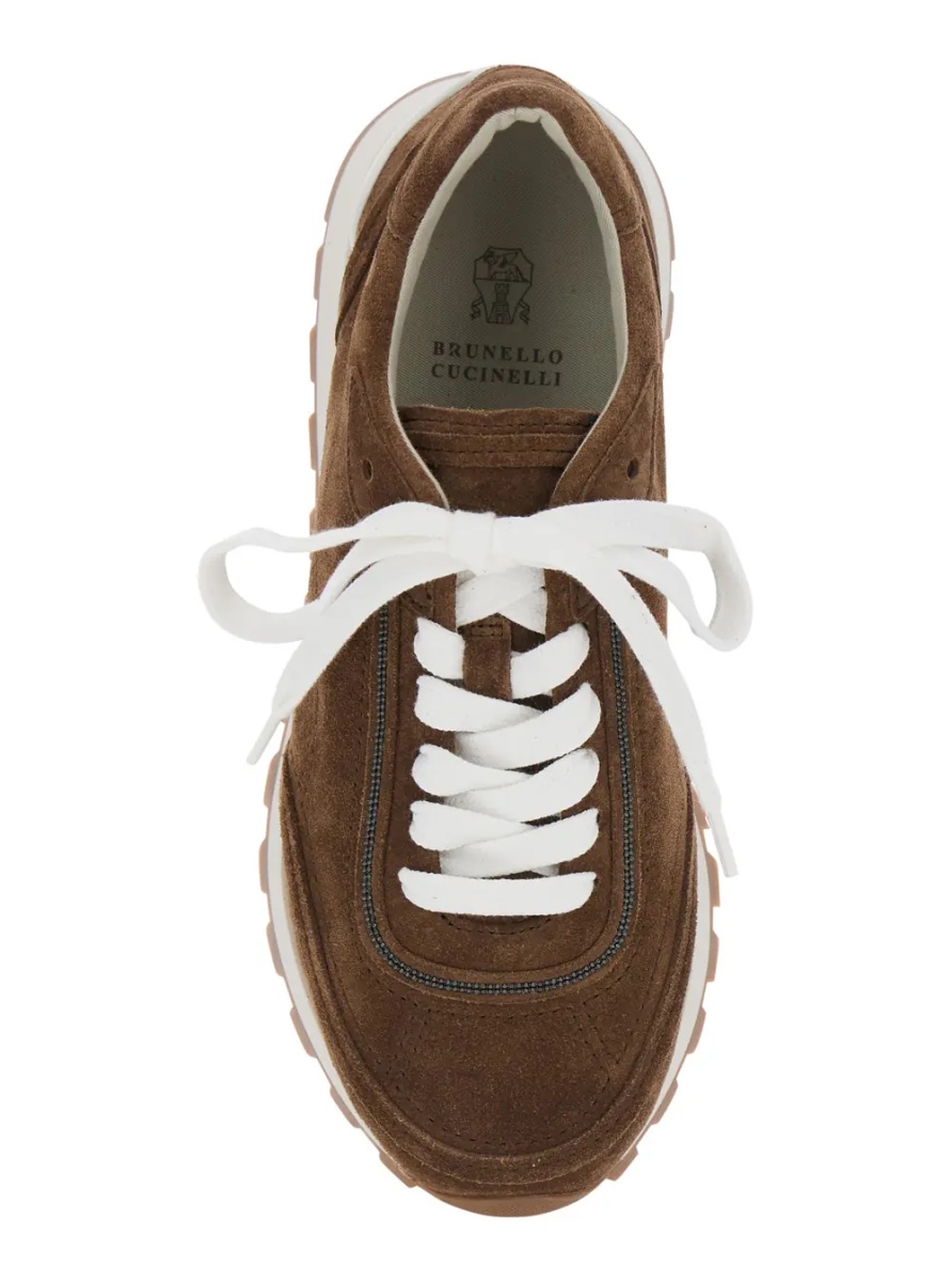 Sneakers Brown Low Top Sneakers with Perforated Round Toe and Rubber Sole in Suede for Women - Img 4