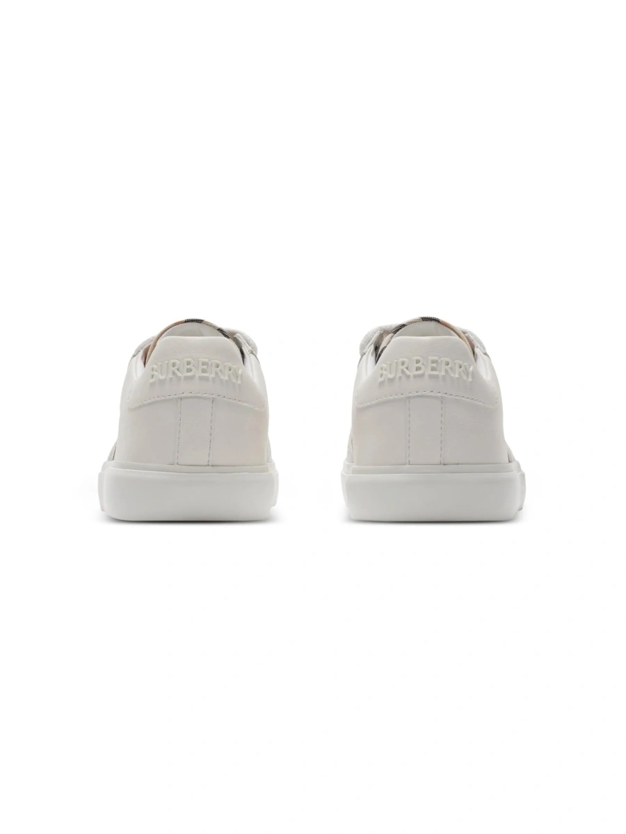 Sneakers Burberry albi din piele si bumbac - Img 3