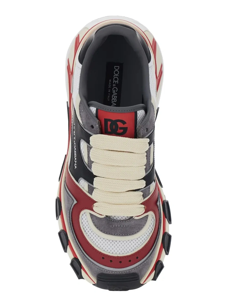 Sneakers Dolce &amp; Gabbana albi din piele si piele intoarsa - Img 4