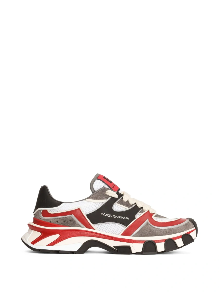 Sneakers Dolce &amp; Gabbana albi din piele si piele intoarsa - Img 7