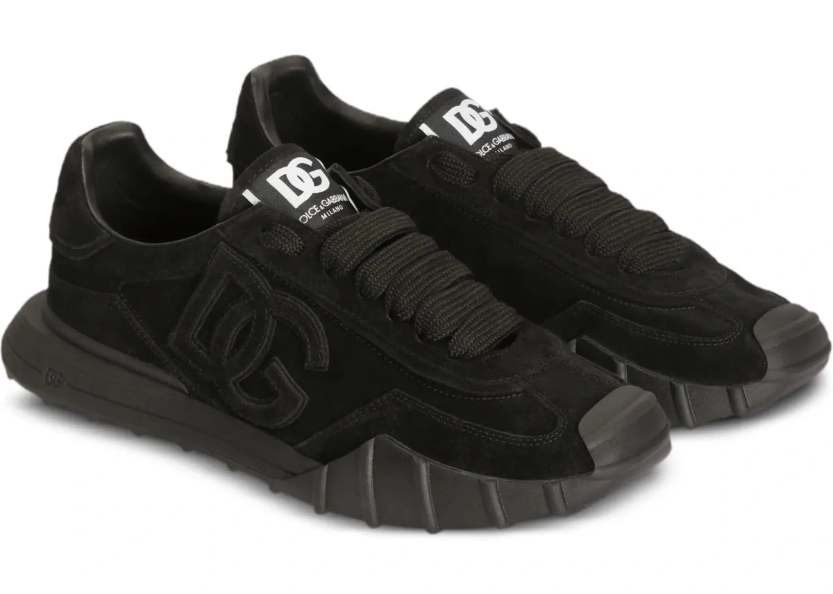Sneakers Dolce &amp; Gabbana negri din piele intoarsa - Img 5