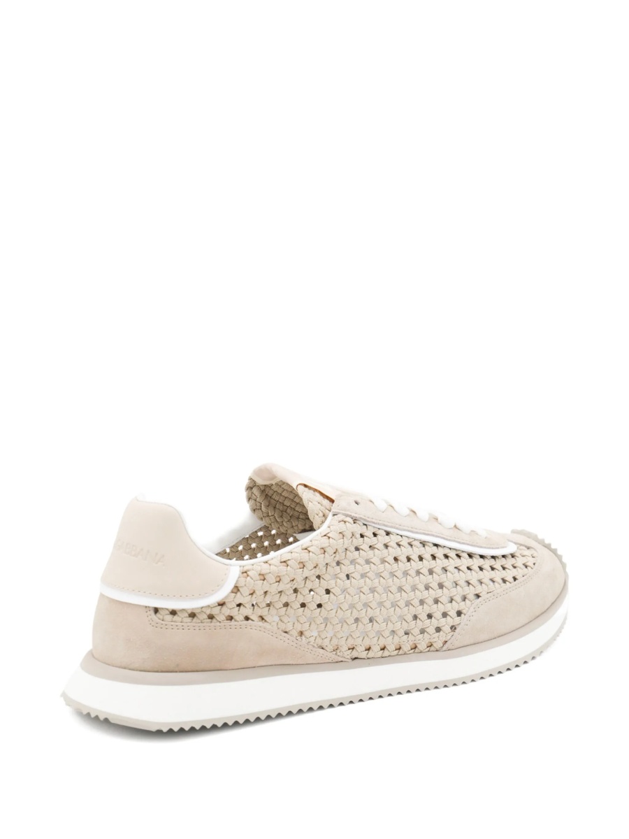 Sneakers Dolce &amp; Gabbana neutri din bumbac si piele intoarsa - Img 3