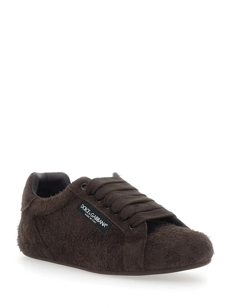 Sneakers Dolce &amp; Gabbana 'Portofino' maro din piele intoarsa - Img 2