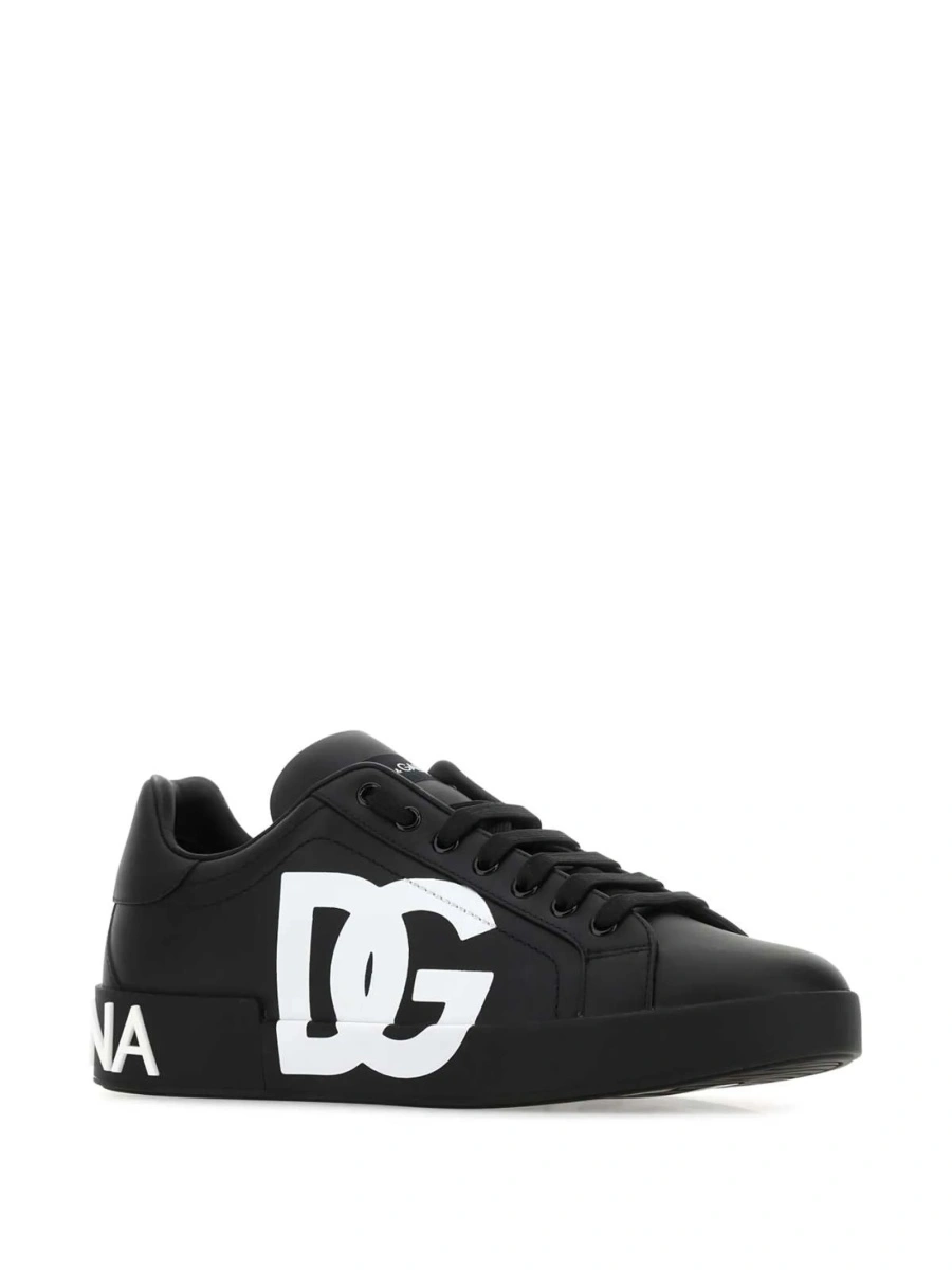Sneakers Dolce &amp; Gabbana Portofino negri din poliamida si vascoza - Img 2