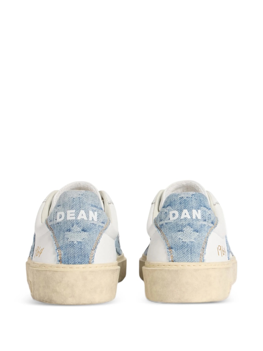 Sneakers DSQUARED2 albi din material textil si piele - Img 3