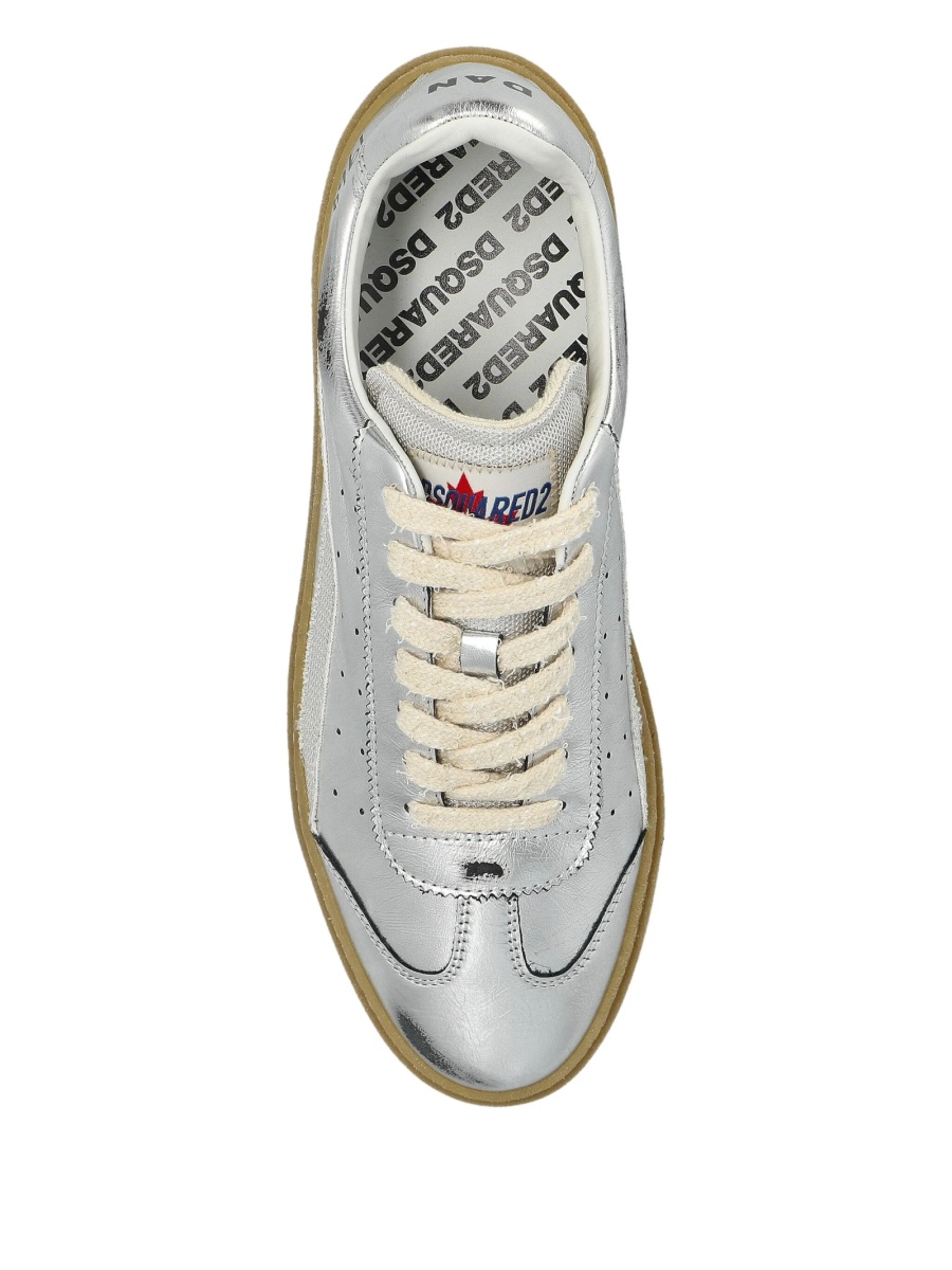 Sneakers DSQUARED2 argintii din bumbac si piele - Img 3