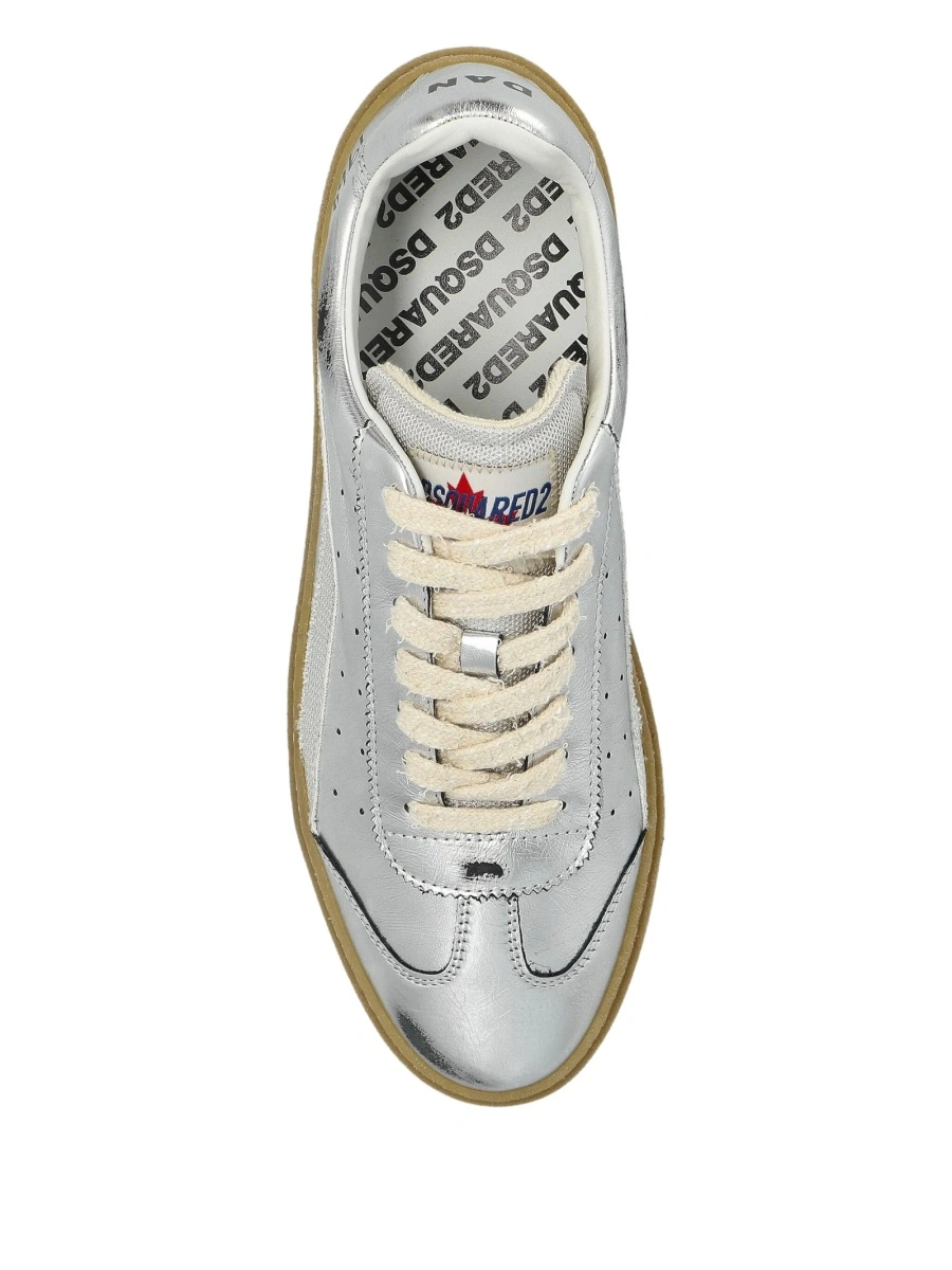 Sneakers DSQUARED2 argintii din bumbac si piele - Img 3