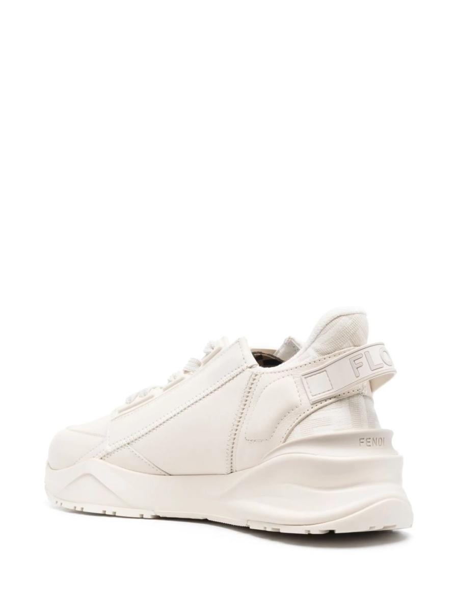 Sneakers Fendi neutri din material textil si piele - Img 3