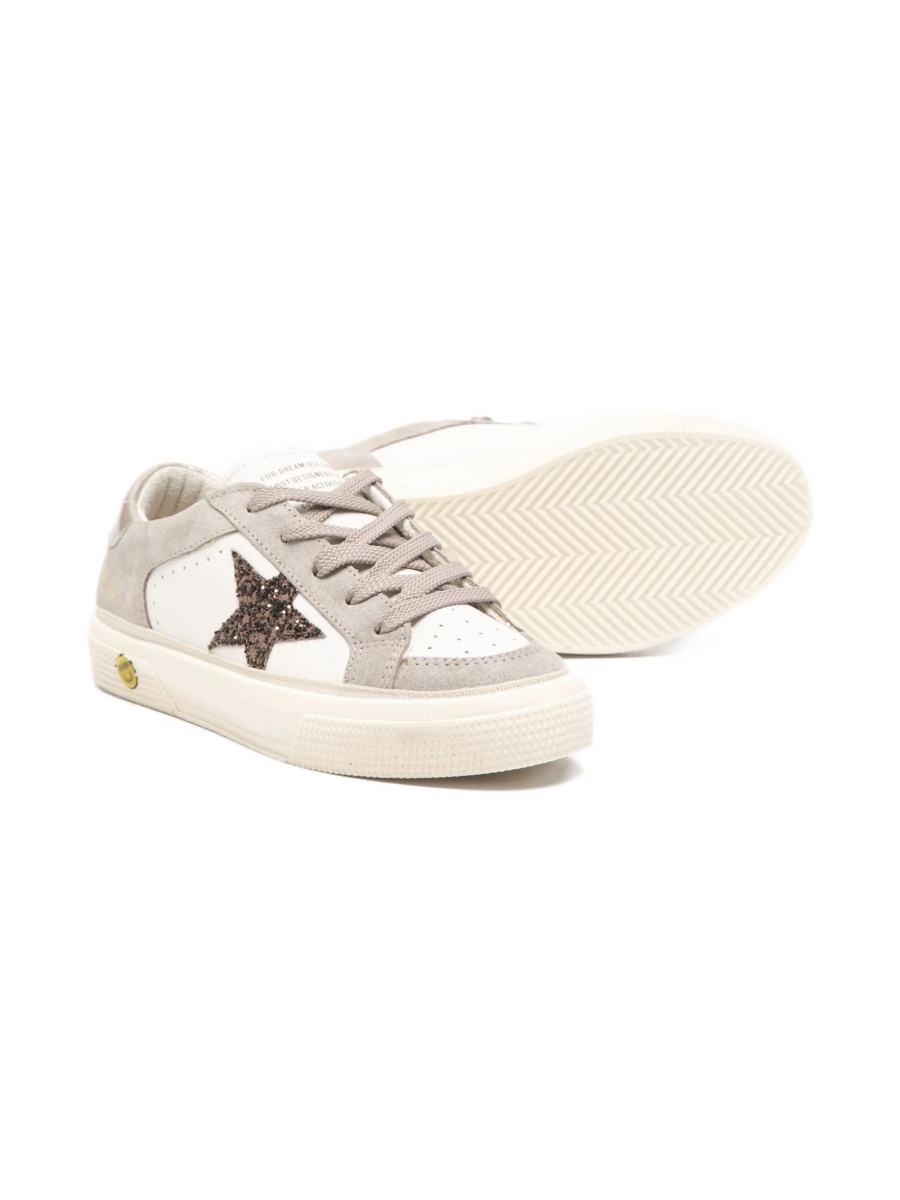 Sneakers Golden Goose albi din piele si piele intoarsa - Img 2