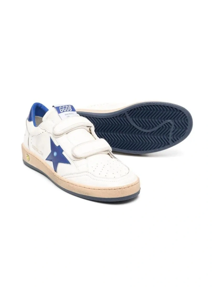 Sneakers GOLDEN GOOSE KIDS albi din piele 'Ballstar' - Img 4