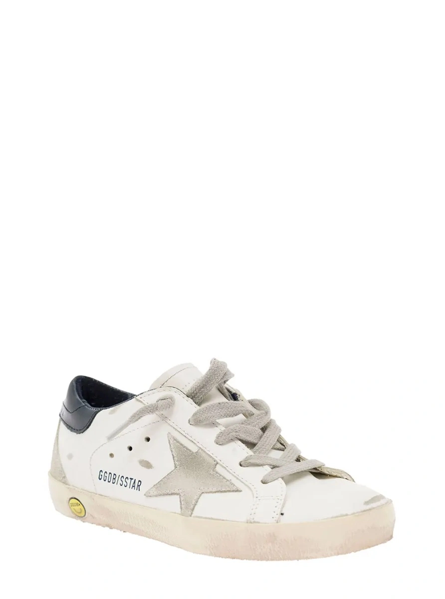 Sneakers GOLDEN GOOSE KIDS albi din piele si piele intoarsa - Img 2