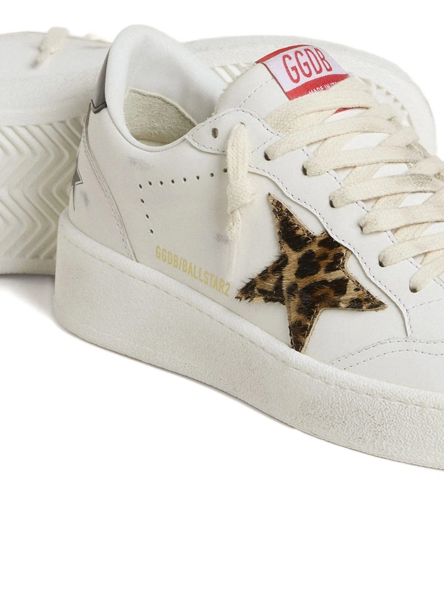 Sneakers Golden Goose star albi din piele - Img 4