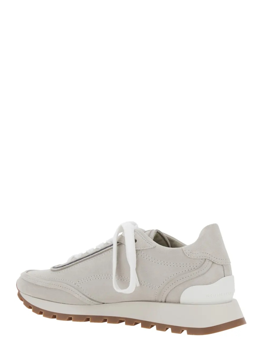 Sneakers Grey Low Top Sneakers with Perforated Round Toe and Rubber Sole in Suede for Women - Img 3