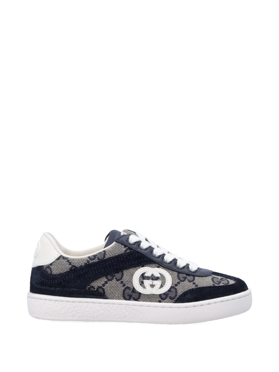 Sneakers Gucci albastri din material textil si piele - Img 2