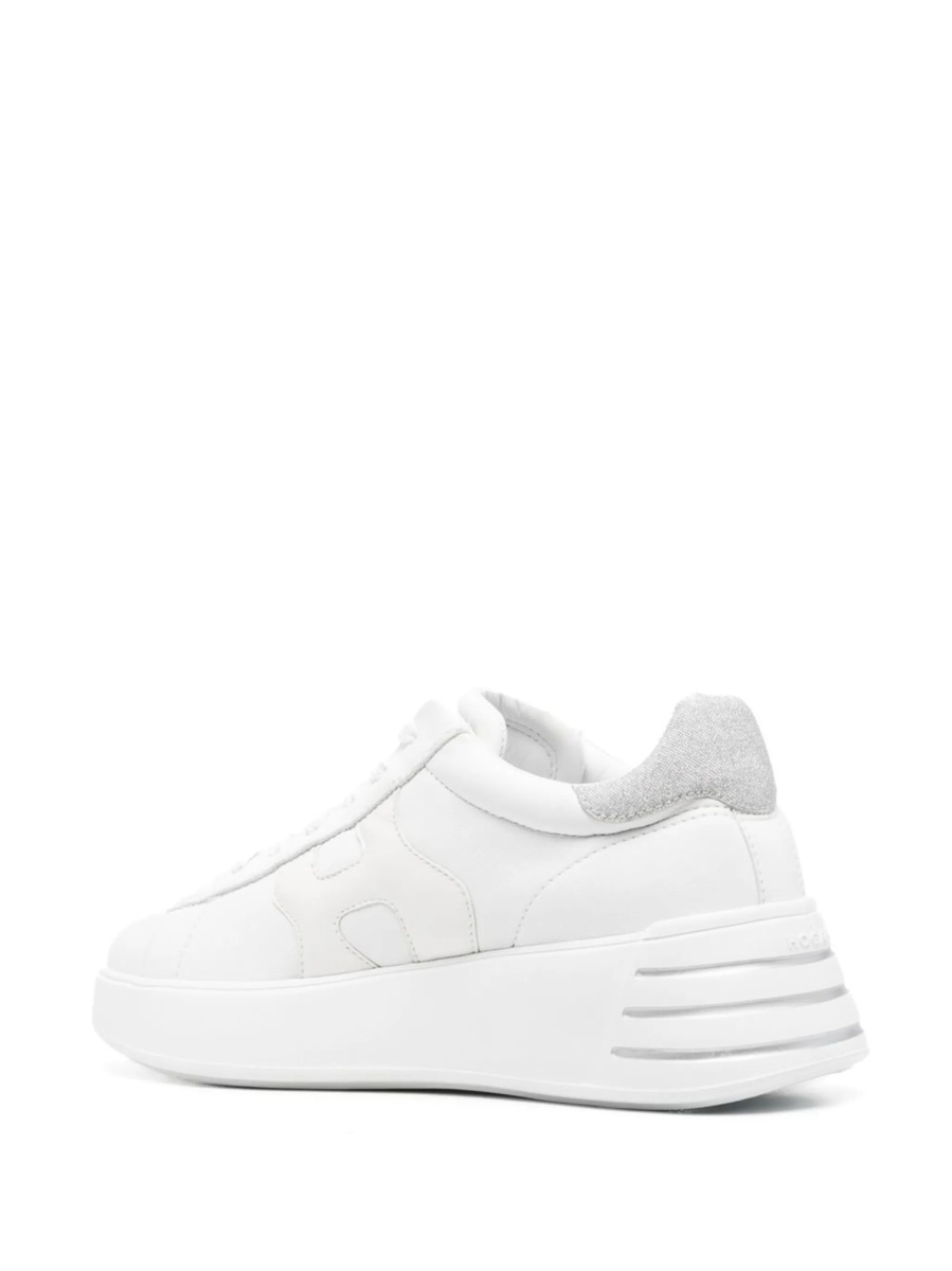 Sneakers Hogan albi din material textil si piele - Img 3