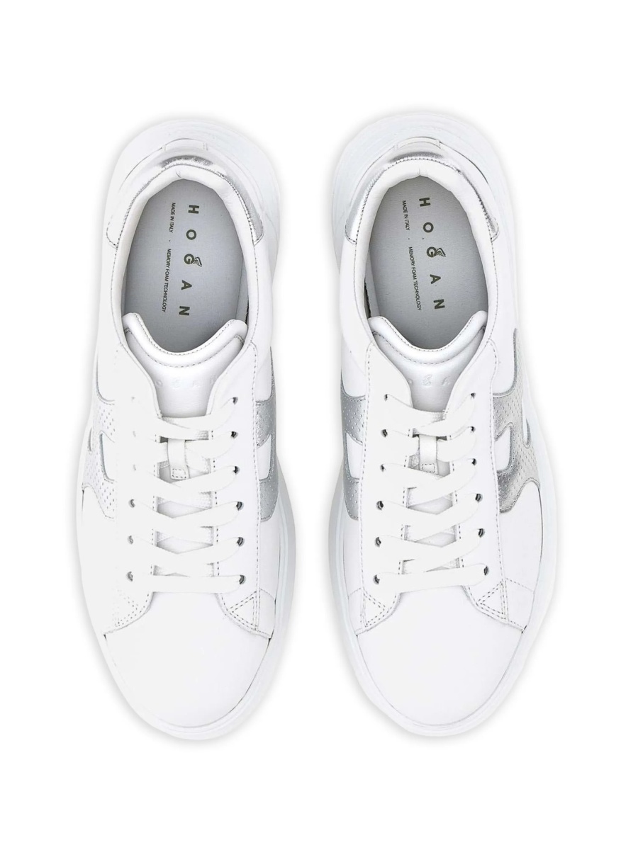 Sneakers Hogan albi din piele intoarsa - Img 4