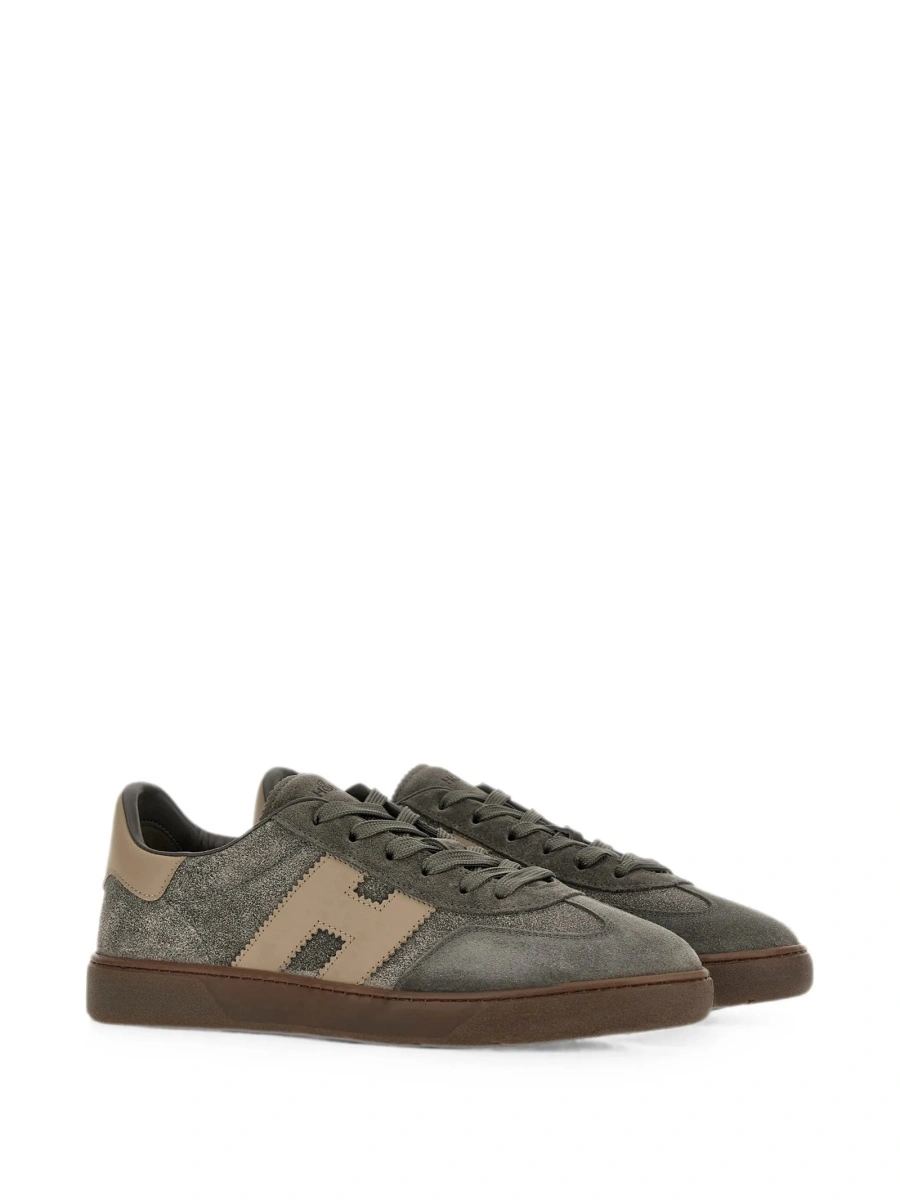 Sneakers Hogan gri din piele si piele intoarsa - Img 2