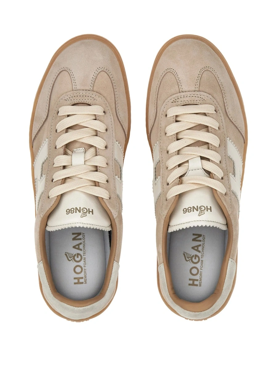 Sneakers Hogan neutri din piele intoarsa - Img 5