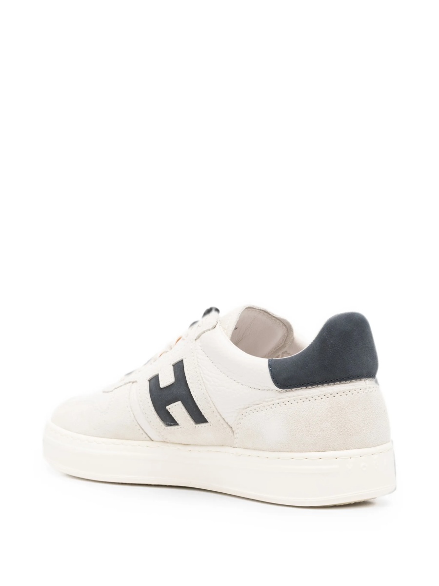 Sneakers Hogan neutri din piele si piele intoarsa - Img 3