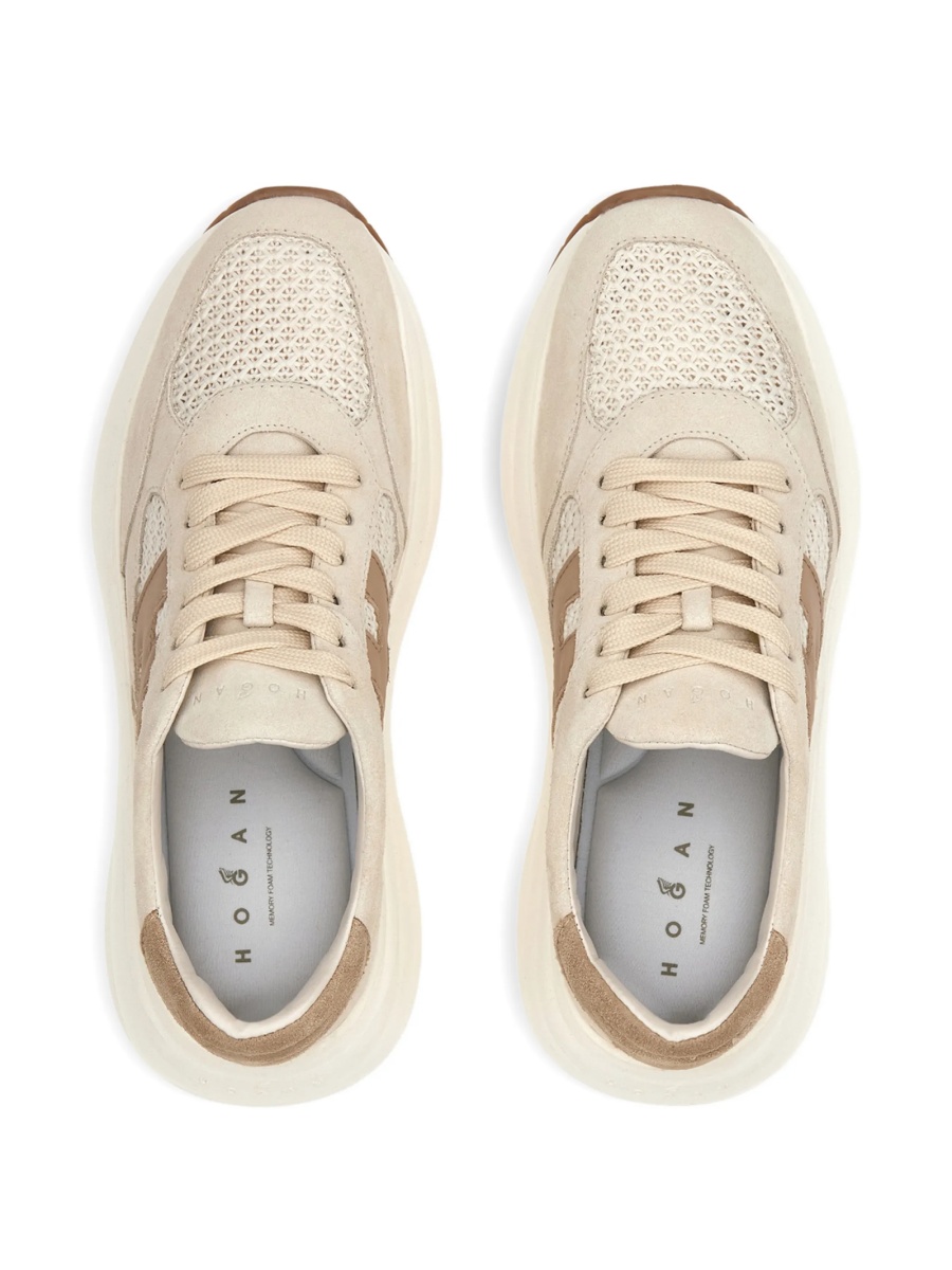 Sneakers Hogan neutri din piele si polyester - Img 4