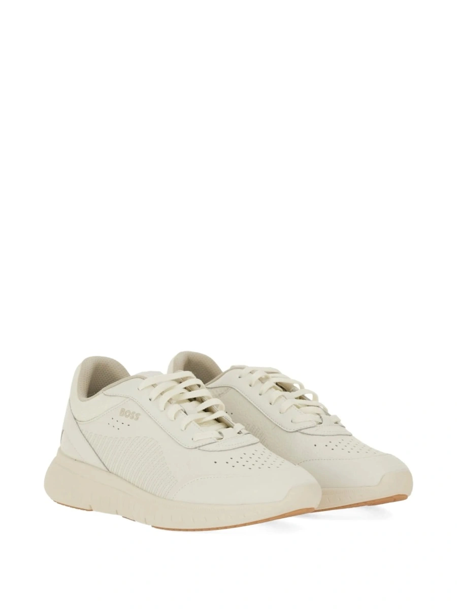 Sneakers Hugo Boss neutri din piele - Img 2