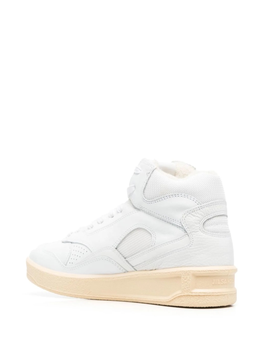 Sneakers Jil Sander albi din piele si material textil - Img 3